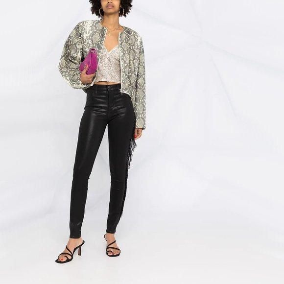 J Brand black crystal fringe high rise skinny jeans - Picture 2 of 16